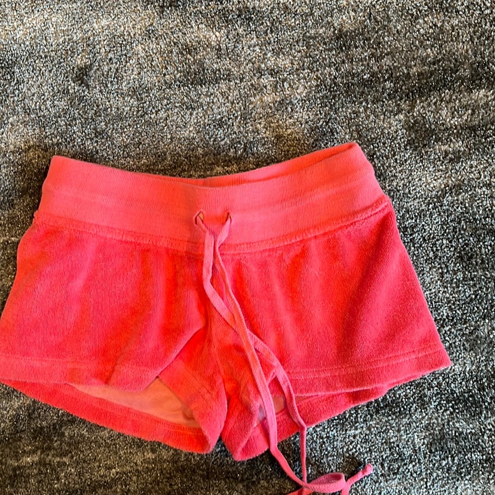 THE ORIGINAL SOLID TERRY SHORT girls size large  7-14 coral color gently worn
